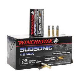 CARTOUCHES 22 LR, WINCHESTER SUBSONIC MAX, 42GR, HP